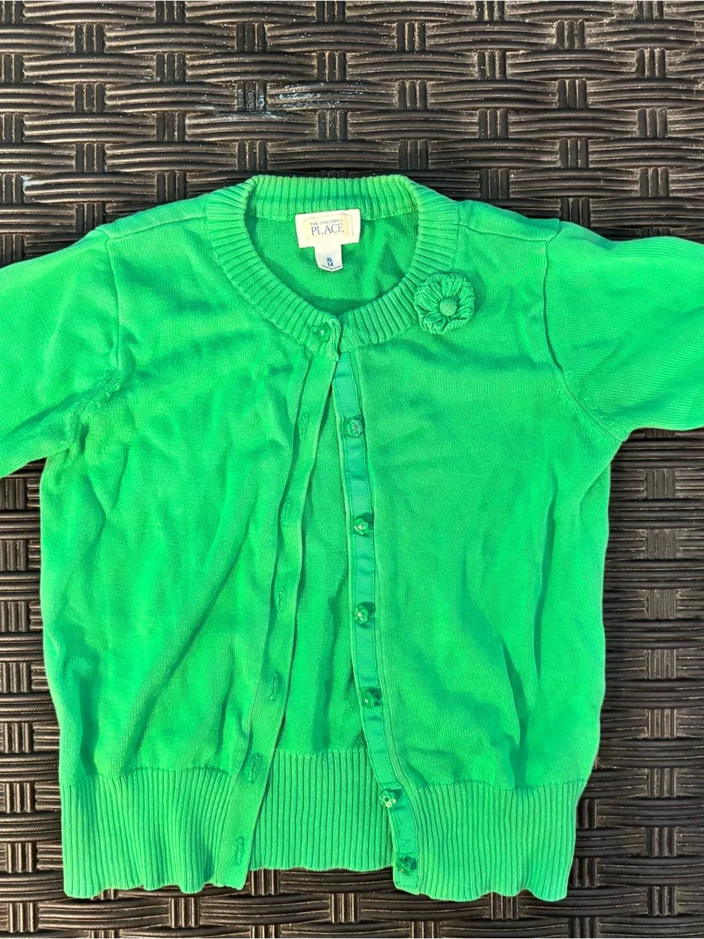Girls The Children's Place Mint Green Flower-Accent Cardigan